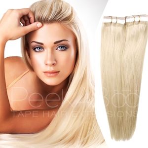 100% REMY Tape In Hair Extensions 20" Light Blonde